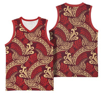 Luxury Red Monstera Basketball Jersey Polynesian Tribal Pattern LT01 - Polynesian Pride