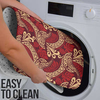 Luxury Red Monstera Bathroom Set Polynesian Tribal Pattern - Polynesian Pride