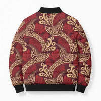 Luxury Red Monstera Bomber Puffer Jacket Polynesian Tribal Pattern LT01 - Polynesian Pride