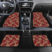 Luxury Red Monstera Car Mats Polynesian Tribal Pattern LT01 Set 4pcs Red - Polynesian Pride