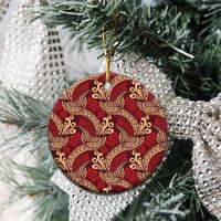Luxury Red Monstera Ceramic Ornament Polynesian Tribal Pattern LT01 - Polynesian Pride