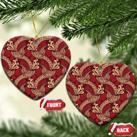 Luxury Red Monstera Ceramic Ornament Polynesian Tribal Pattern LT01 Heart Red - Polynesian Pride