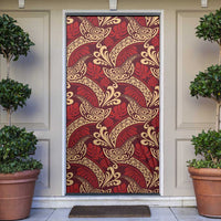 Luxury Red Monstera Door Cover Polynesian Tribal Pattern - Polynesian Pride