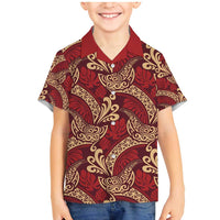 Luxury Red Monstera Family Matching Mermaid Dress and Hawaiian Shirt Polynesian Tribal Pattern - Polynesian Pride