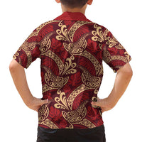 Luxury Red Monstera Family Matching Off Shoulder Short Dress and Hawaiian Shirt Polynesian Tribal Pattern - Polynesian Pride