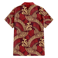 Luxury Red Monstera Family Matching Puletasi and Hawaiian Shirt Polynesian Tribal Pattern LT01 - Polynesian Pride