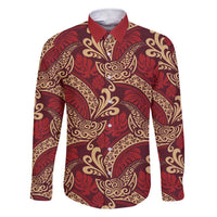 Luxury Red Monstera Family Matching Short Sleeve Bodycon Dress and Hawaiian Shirt Polynesian Tribal Pattern - Polynesian Pride
