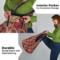 Luxury Red Monstera Grocery Bag Polynesian Tribal Pattern - Polynesian Pride