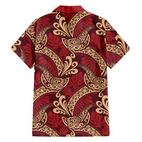 Luxury Red Monstera Hawaiian Shirt Polynesian Tribal Pattern - Polynesian Pride