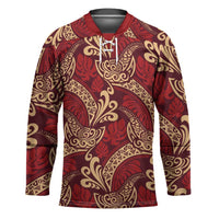 Luxury Red Monstera Hockey Jersey Polynesian Tribal Pattern LT01 Unisex Red - Polynesian Pride