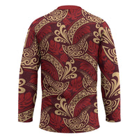 Luxury Red Monstera Hockey Jersey Polynesian Tribal Pattern LT01 - Polynesian Pride