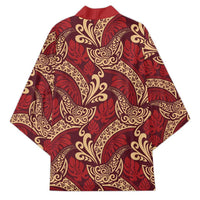 Luxury Red Monstera Kimono Polynesian Tribal Pattern LT01 - Polynesian Pride