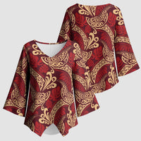 Luxury Red Monstera Kimono Sleeve Blouse Polynesian Tribal Pattern LT01 - Polynesian Pride