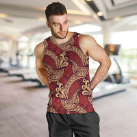 Luxury Red Monstera Men Tank Top Polynesian Tribal Pattern LT01 Red - Polynesian Pride