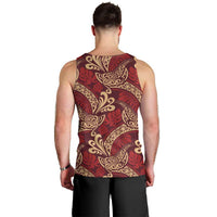 Luxury Red Monstera Men Tank Top Polynesian Tribal Pattern LT01 - Polynesian Pride