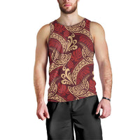 Luxury Red Monstera Men Tank Top Polynesian Tribal Pattern LT01 - Polynesian Pride