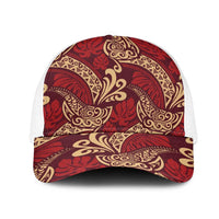 Luxury Red Monstera Mesh Trucker Cap Polynesian Tribal Pattern LT01 One Size White Red - Polynesian Pride