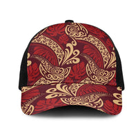 Luxury Red Monstera Mesh Trucker Cap Polynesian Tribal Pattern LT01 One Size Black Red - Polynesian Pride