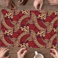 Luxury Red Monstera Puzzle Polynesian Tribal Pattern LT01 - Polynesian Pride