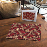 Luxury Red Monstera Puzzle Polynesian Tribal Pattern LT01 - Polynesian Pride