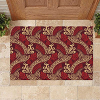 Luxury Red Monstera Rubber Doormat Polynesian Tribal Pattern LT01 Red - Polynesian Pride