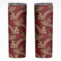 Luxury Red Monstera Skinny Tumbler Polynesian Tribal Pattern LT01 Red - Polynesian Pride