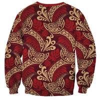Luxury Red Monstera Sweatshirt Polynesian Tribal Pattern LT01 - Polynesian Pride
