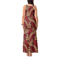 Luxury Red Monstera Tank Maxi Dress Polynesian Tribal Pattern LT01 - Polynesian Pride