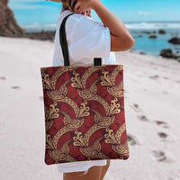 Luxury Red Monstera Tote Bag Polynesian Tribal Pattern - Polynesian Pride