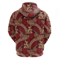 Luxury Red Monstera Zip Hoodie Polynesian Tribal Pattern LT01 - Polynesian Pride