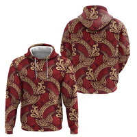 Luxury Red Monstera Zip Hoodie Polynesian Tribal Pattern LT01 - Polynesian Pride