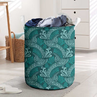 Teal Monstera Laundry Basket Polynesian Tribal Pattern LT01 Teal - Polynesian Pride