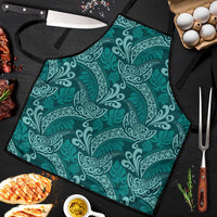 Teal Monstera Apron Polynesian Tribal Pattern - Polynesian Pride
