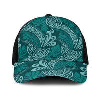 Teal Monstera Baseball Net Cap Polynesian Tribal Pattern LT01 One Size Black Teal - Polynesian Pride