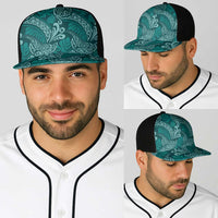 Teal Monstera Baseball Net Cap Polynesian Tribal Pattern LT01 - Polynesian Pride