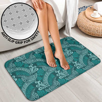 Teal Monstera Bathroom Set Polynesian Tribal Pattern - Polynesian Pride