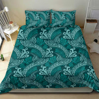 Teal Monstera Bedding Set Polynesian Tribal Pattern - Polynesian Pride