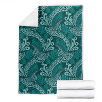 Teal Monstera Blanket Polynesian Tribal Pattern - Polynesian Pride