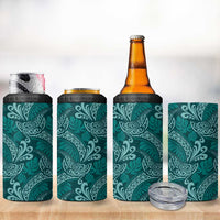Teal Monstera 4 in 1 Can Cooler Tumbler Polynesian Tribal Pattern LT01 - Polynesian Pride