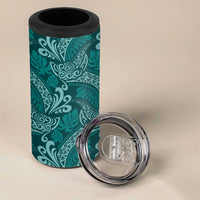 Teal Monstera 4 in 1 Can Cooler Tumbler Polynesian Tribal Pattern LT01 - Polynesian Pride