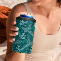 Teal Monstera 4 in 1 Can Cooler Tumbler Polynesian Tribal Pattern LT01 - Polynesian Pride