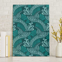 Teal Monstera Canvas Wall Art Polynesian Tribal Pattern LT01 Without Frame Teal - Polynesian Pride