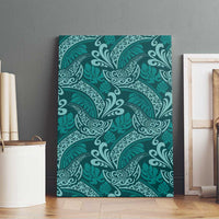 Teal Monstera Canvas Wall Art Polynesian Tribal Pattern LT01 - Polynesian Pride