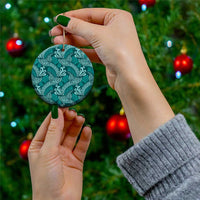Teal Monstera Ceramic Ornament Polynesian Tribal Pattern LT01 - Polynesian Pride