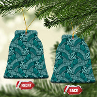 Teal Monstera Ceramic Ornament Polynesian Tribal Pattern LT01 Bell Flake Teal - Polynesian Pride