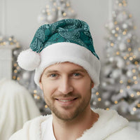 Teal Monstera Christmas Santa Hat Polynesian Tribal Pattern LT01 - Polynesian Pride
