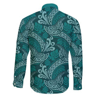 Teal Monstera Family Matching Off Shoulder Maxi Dress and Hawaiian Shirt Polynesian Tribal Pattern - Polynesian Pride