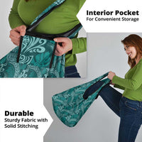 Teal Monstera Grocery Bag Polynesian Tribal Pattern - Polynesian Pride