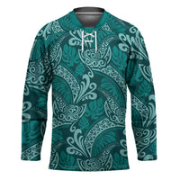 Teal Monstera Hockey Jersey Polynesian Tribal Pattern LT01 Unisex Teal - Polynesian Pride