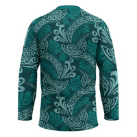 Teal Monstera Hockey Jersey Polynesian Tribal Pattern LT01 - Polynesian Pride